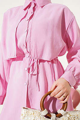 Bolero Detaylı İp Kuşaklı Tensel Gömlek Pembe - 500-700 TL Ürünler