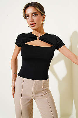 Bolero Tokalı Sandy Bluz Siyah - Kadın Giyim Modelleri