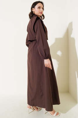 Bolerolu Terikoton Elbise Kahve - Tesettür Elbise
