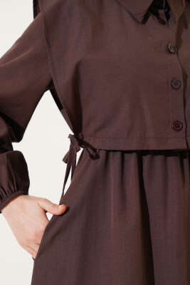 Bolerolu Terikoton Elbise Kahve - Tesettür Elbise