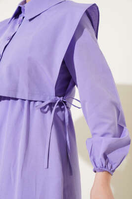 Bolerolu Terikoton Elbise Lila - Tesettür Elbise