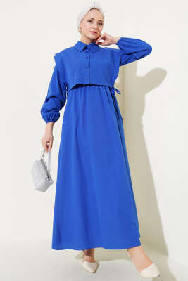 Bolerolu Terikoton Elbise Saks 