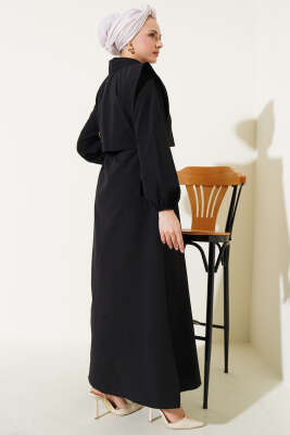 Bolerolu Terikoton Elbise Siyah - Tesettür Elbise