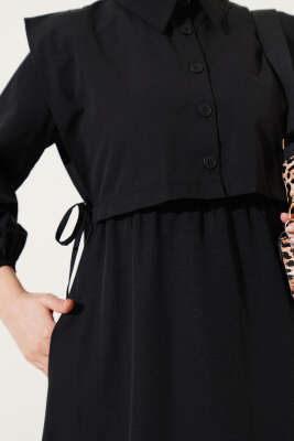 Bolerolu Terikoton Elbise Siyah - Tesettür Elbise