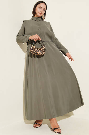 Boleronlu Beli Lastikli Elbise Nefti - Elbise