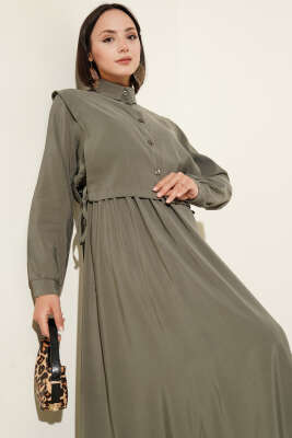 Boleronlu Beli Lastikli Elbise Nefti - Tesettür Elbise