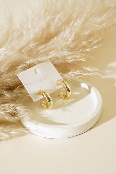 Bombeli Halka Küpe Gold - Küpe