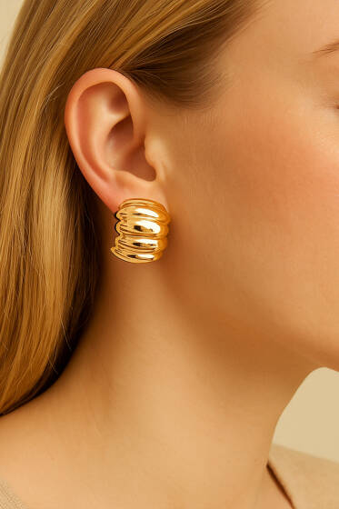 Bombeli Zigzag Küpe Gold - Küpe