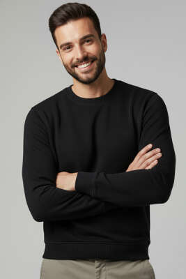 Selanik Besse Armalı Erkek Sweatshirt Siyah 