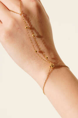 Boncuk Detaylı Şahmeran Gold - Bileklik