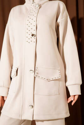 Boncuk Detaylı Scuba İkili Takım Bej - Scuba Ürünler