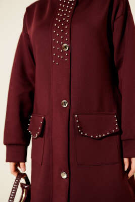 Boncuk Detaylı Scuba İkili Takım Bordo - İkili Takım