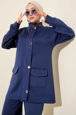 Boncuk Detaylı Scuba İkili Takım Lacivert - Scuba Ürünler