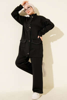 Boncuk Detaylı Scuba İkili Takım Siyah - Scuba Ürünler