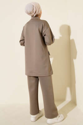 Boncuk Detaylı Scuba İkili Takım Vizon - Scuba Ürünler