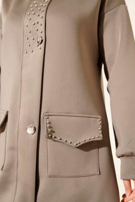 Boncuk Detaylı Scuba İkili Takım Vizon - Scuba Ürünler