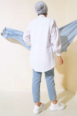 Boncuk İşlemeli Gömlek Beyaz - Tunik