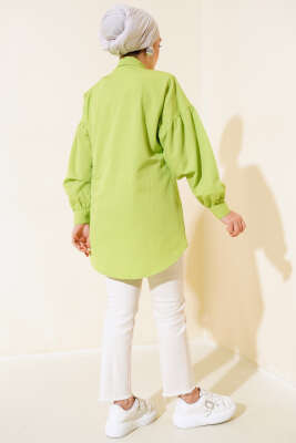 Boncuk İşlemeli Gömlek Fıstık Yeşili - Tunik