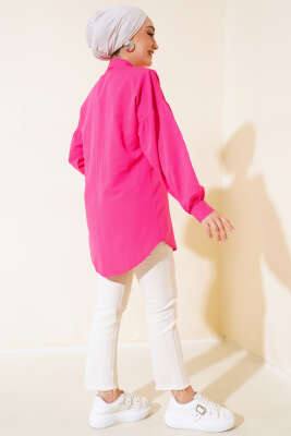Boncuk İşlemeli Gömlek Fuşya - Tunik