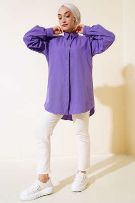 Boncuk İşlemeli Gömlek Menekşe - Tunik