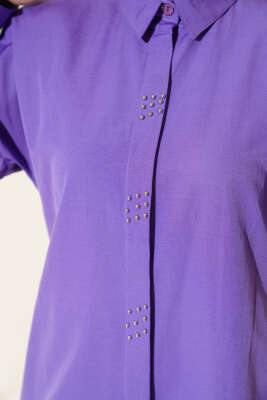 Boncuk İşlemeli Gömlek Menekşe - Tunik