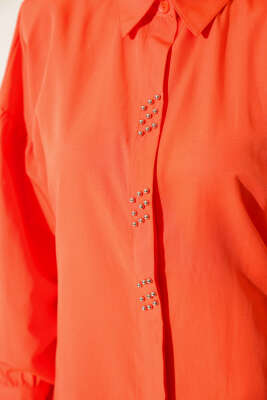 Boncuk İşlemeli Gömlek Oranj - Yılın Fırsatı