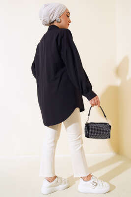 Boncuk İşlemeli Gömlek Siyah - Tunik