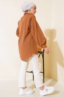 Boncuk İşlemeli Gömlek Taba - Tunik