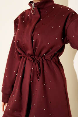 Boncuk Süslemeli İpli Scuba İkili Takım Bordo - Scuba Ürünler