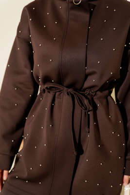 Boncuk Süslemeli İpli Scuba İkili Takım Kahve - Scuba Ürünler