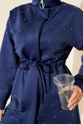 Boncuk Süslemeli İpli Scuba İkili Takım Lacivert - İkili Takım