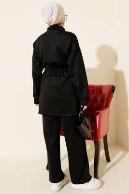 Boncuk Süslemeli İpli Scuba İkili Takım Siyah - Scuba Ürünler