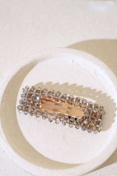 Boncuklu Çıtçıt Toka Antrasit - Toka