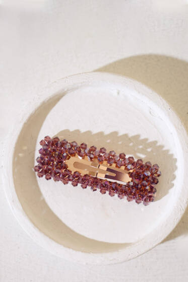 Boncuklu Çıtçıt Toka Mor - Toka