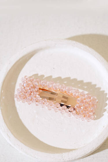 Boncuklu Çıtçıt Toka Pembe - Toka