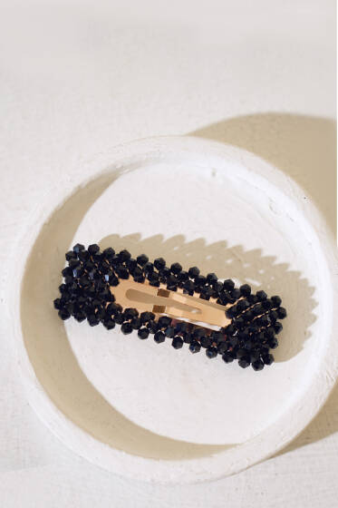 Boncuklu Çıtçıt Toka Siyah - Toka