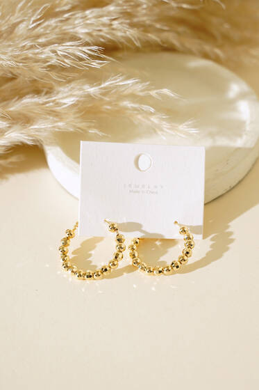 Boncuklu Halka Küpe Gold - Küpe