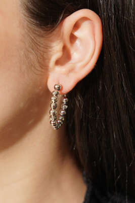 Boncuklu Halka Küpe Gümüş - İNCİ BİJÜTERİ