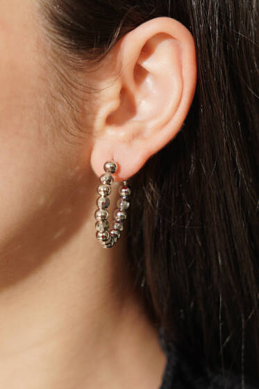 Boncuklu Halka Küpe Gümüş - Küpe