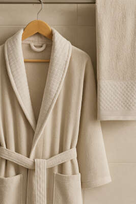 Bornoz ve Havlu 2'li Takım Bej 