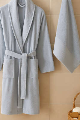 Bornoz ve Havlu 2'li Takım Buz Mavisi 