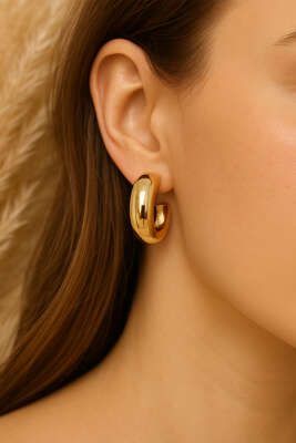 Boru Halka Küpe Gold 