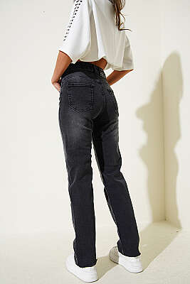 Boru Paça Kesik Kot Pantolon Füme - Kadın Giyim Modelleri