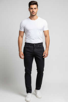 Boru Paça Likralı Erkek Pantolon Siyah - Erkek Pantolon