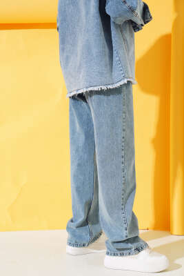 Boru Paça Orta Mavi Kar Jean Pantolon - 300-500 TL Ürünler