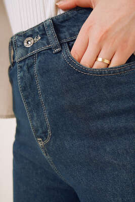 Boru Paça Orta Tint Jean Pantolon - Thumbnail