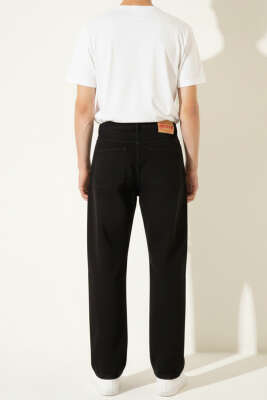 Boru Paça Regular Fit Erkek Kot Pantolon Siyah - Erkek Pantolon