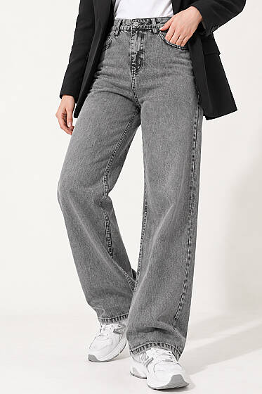 Boru Paça Siyah Açık Kar Jean Pantolon - Pantolon