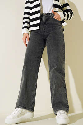 Boru Paça Siyah Orta Kar Jean Pantolon - 1