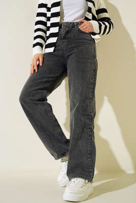 Boru Paça Siyah Orta Kar Jean Pantolon - 2